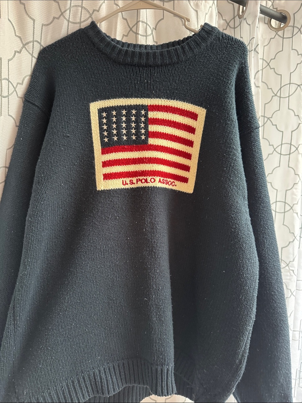 Vintage U.S. Polo Assn. Navy Crewneck Sweater with Flag Patch